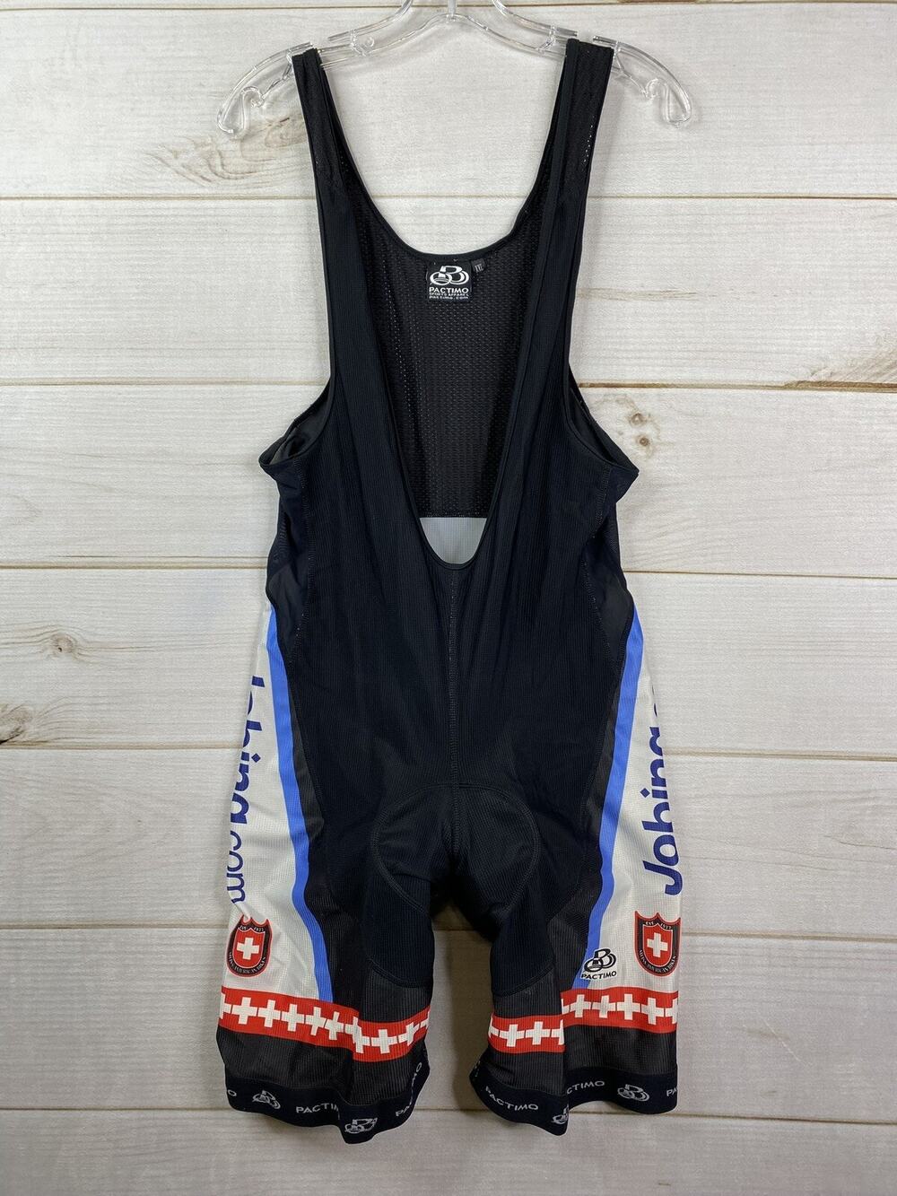Pactimo Mens Size XXL Black Blue Bib Shorts Cycling Padded Riding Bike Fanster